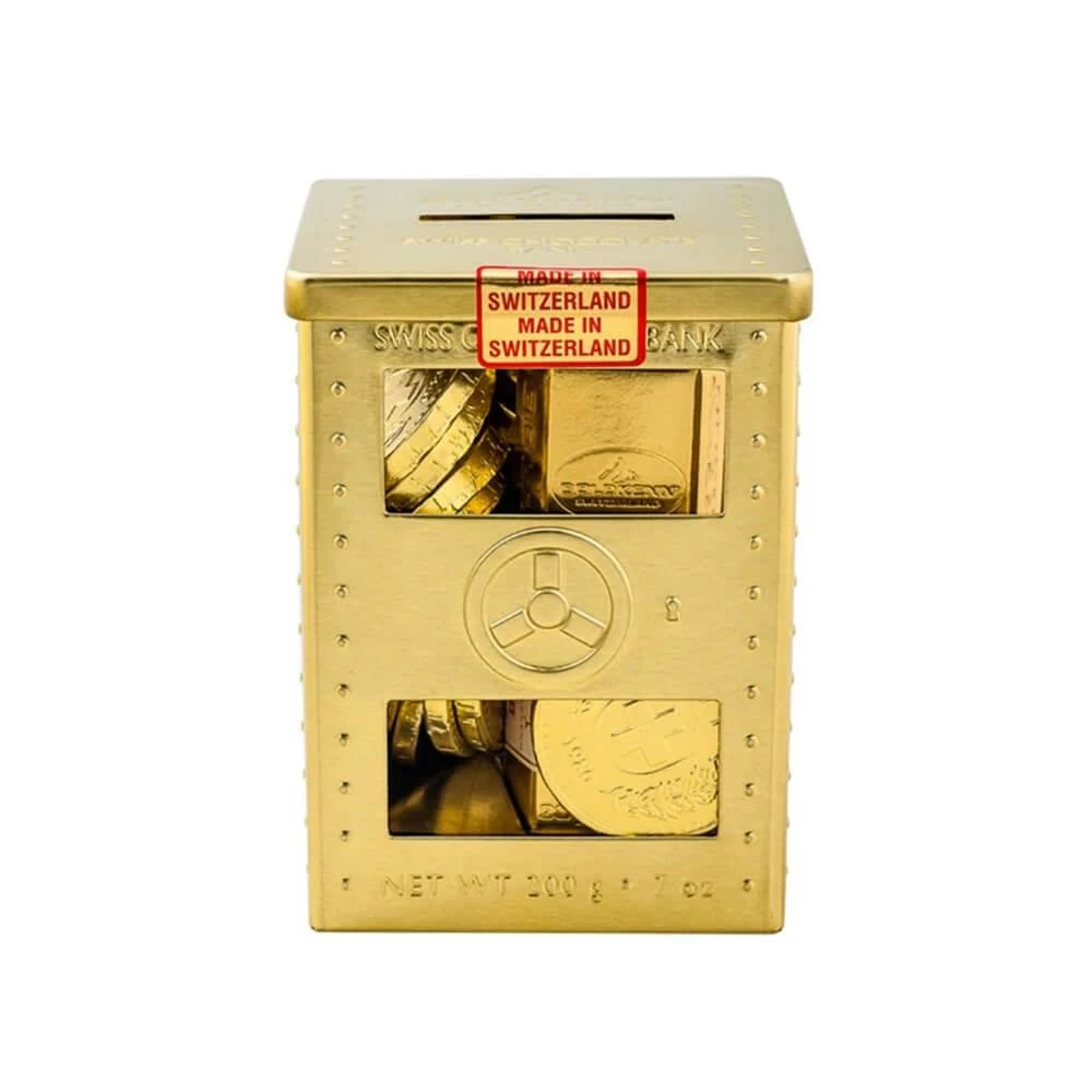 Swiss Chocolate Gold Coins Mini Bank 1 Swiss Chocolate Gold Coins Mini Bank