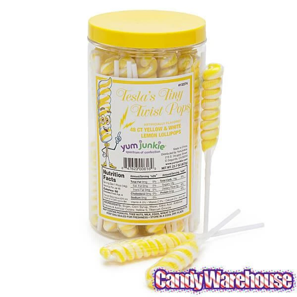 Tesla's Tiny Twist Pops - Lemon: 48-Piece Jar 3 Tesla's Tiny Twist Pops - Lemon: 48-Piece Jar - Image 3