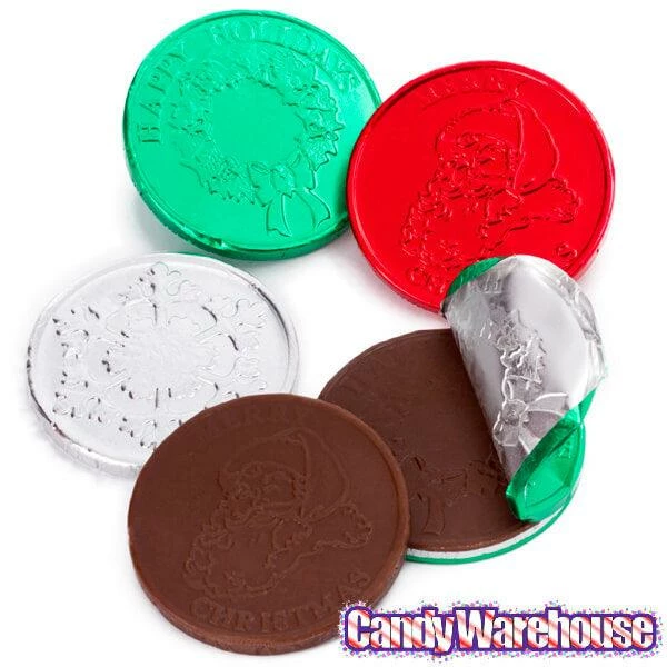 Thompson Foiled Milk Chocolate Christmas Coins: 5LB Bag 2 Thompson Foiled Milk Chocolate Christmas Coins: 5LB Bag - Image 2