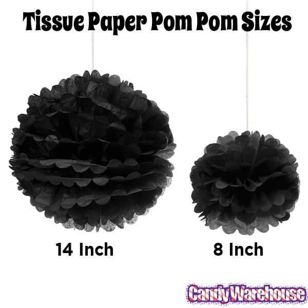 Tissue Paper 14-Inch Pom Pom - Black 3 Tissue Paper 14-Inch Pom Pom - Black - Image 3