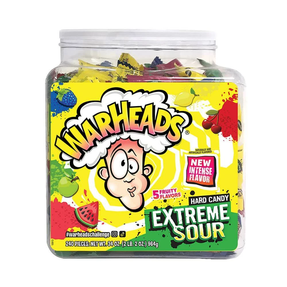 WarHeads Extreme Sour Hard Candy Packs: 240-Piece Tub 1 WarHeads Extreme Sour Hard Candy Packs: 240-Piece Tub