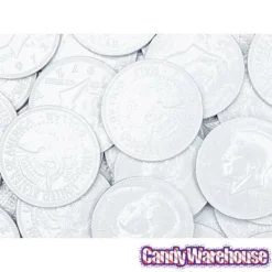 White Foiled Milk Chocolate Coins: 1LB Bag -CANDY WAREHOUSE Sales white foiled milk chocolate coins 1lb bag candy warehouse 4
