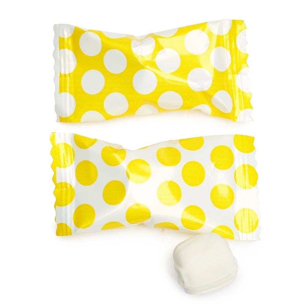Yellow Polka Dots Wrapped Butter Mint Creams: 300-Piece Case 1 Yellow Polka Dots Wrapped Butter Mint Creams: 300-Piece Case