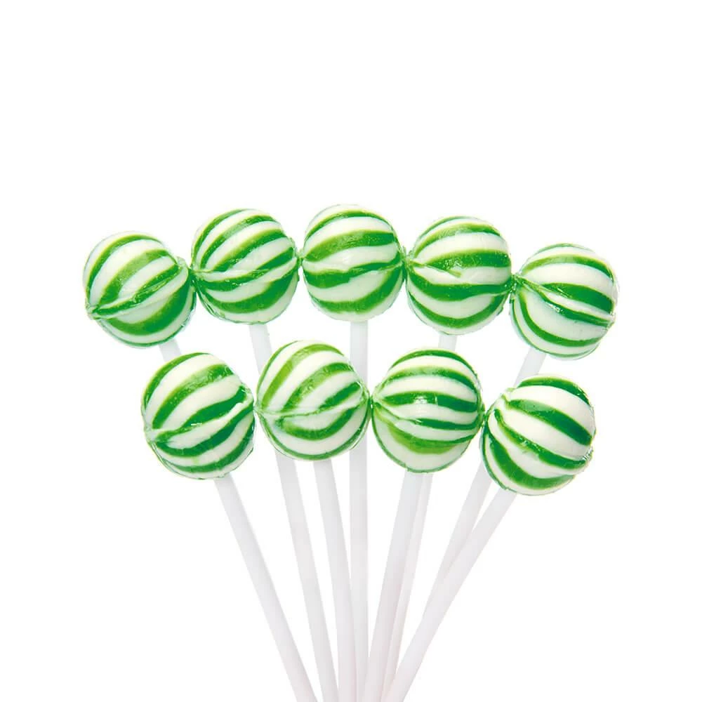 YumJunkie Sassy Spheres Lime Green Striped Ball Lollipops - Petite: 400-Piece Bag 1 YumJunkie Sassy Spheres Lime Green Striped Ball Lollipops - Petite: 400-Piece Bag