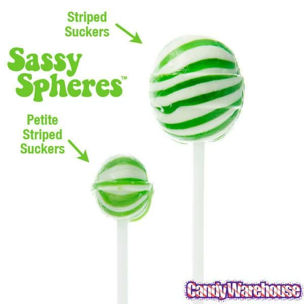 YumJunkie Sassy Spheres Lime Green Striped Ball Lollipops - Petite: 400-Piece Bag 2 YumJunkie Sassy Spheres Lime Green Striped Ball Lollipops - Petite: 400-Piece Bag - Image 2