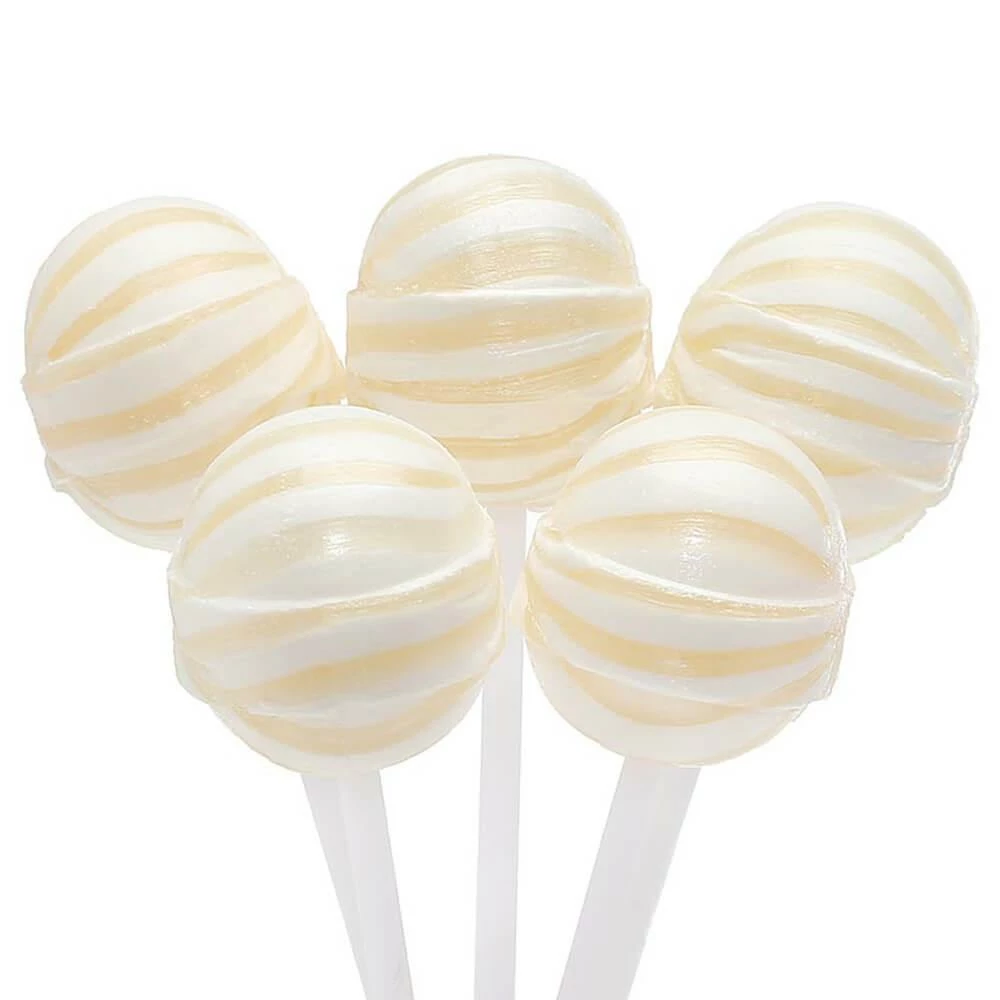 YumJunkie Sassy Spheres Pineapple White Striped Ball Lollipops: 100-Piece Bag 1 YumJunkie Sassy Spheres Pineapple White Striped Ball Lollipops: 100-Piece Bag