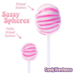 YumJunkie Sassy Spheres Strawberry Pink Striped Ball Lollipops: 100-Piece Bag 7 YumJunkie Sassy Spheres Strawberry Pink Striped Ball Lollipops: 100-Piece Bag -CANDY WAREHOUSE Sales yumjunkie sassy spheres strawberry pink striped ball lollipops 100 piece bag candy warehouse 4