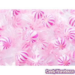 YumJunkie Sassy Spheres Strawberry Pink Striped Candy Balls - Petite: 5LB Bag -CANDY WAREHOUSE Sales yumjunkie sassy spheres strawberry pink striped candy balls petite 5lb bag candy warehouse 5
